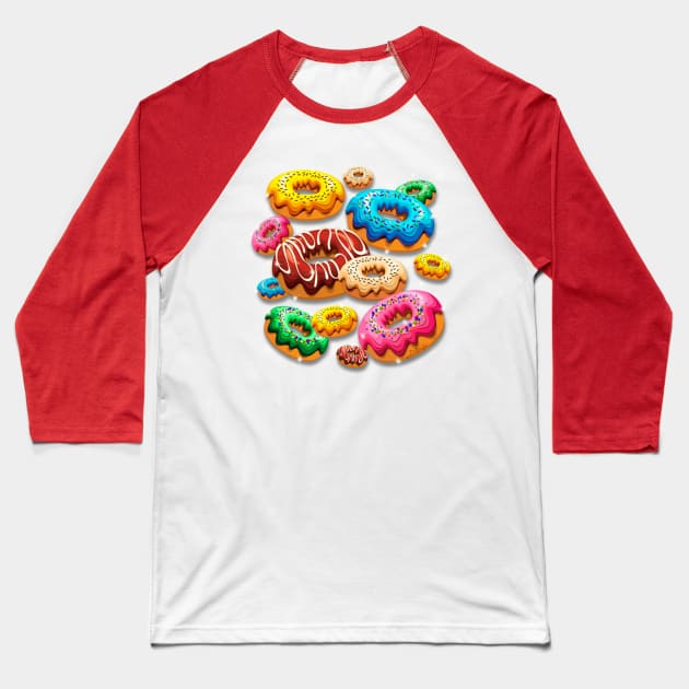 Donuts Party Time Baseball T-Shirt by BluedarkArt